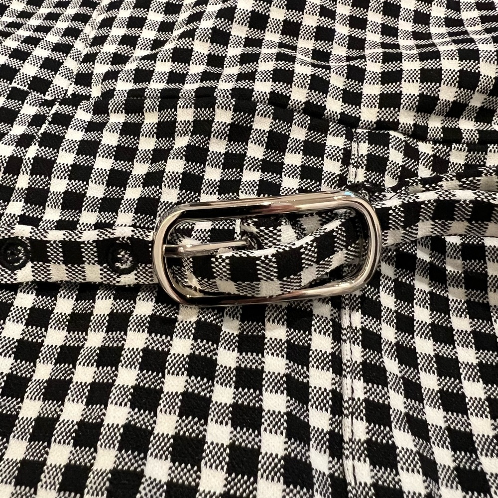 NWT Anthropologie Black & White Gingham Off-Shoulder Romper - Picture 7 of 12